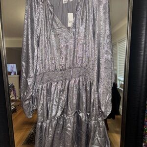 GAP Shiny Silver V-Neck Dress